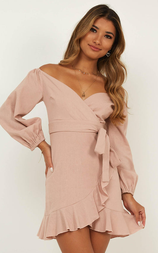 Satellite Love Dress In Blush Linen Look