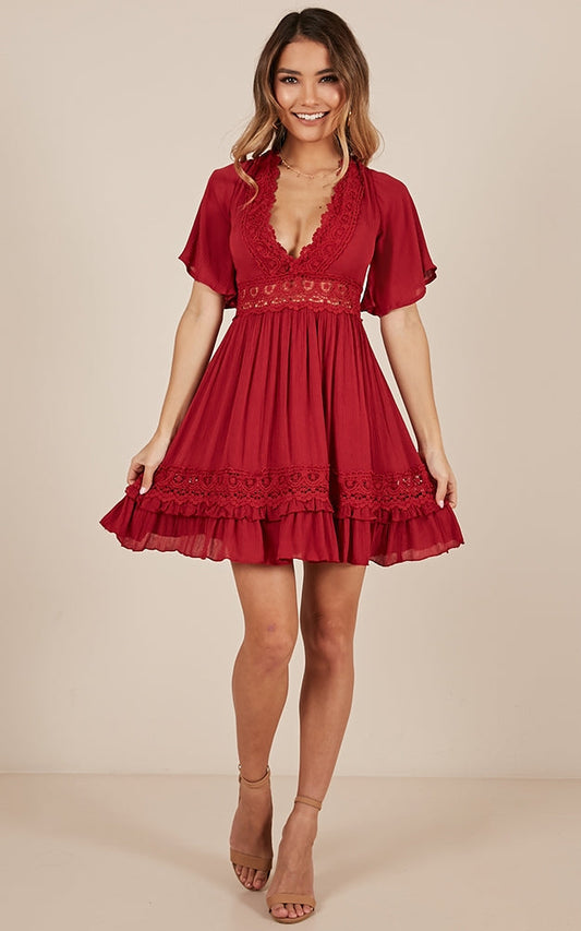 True To You Dress In Wine