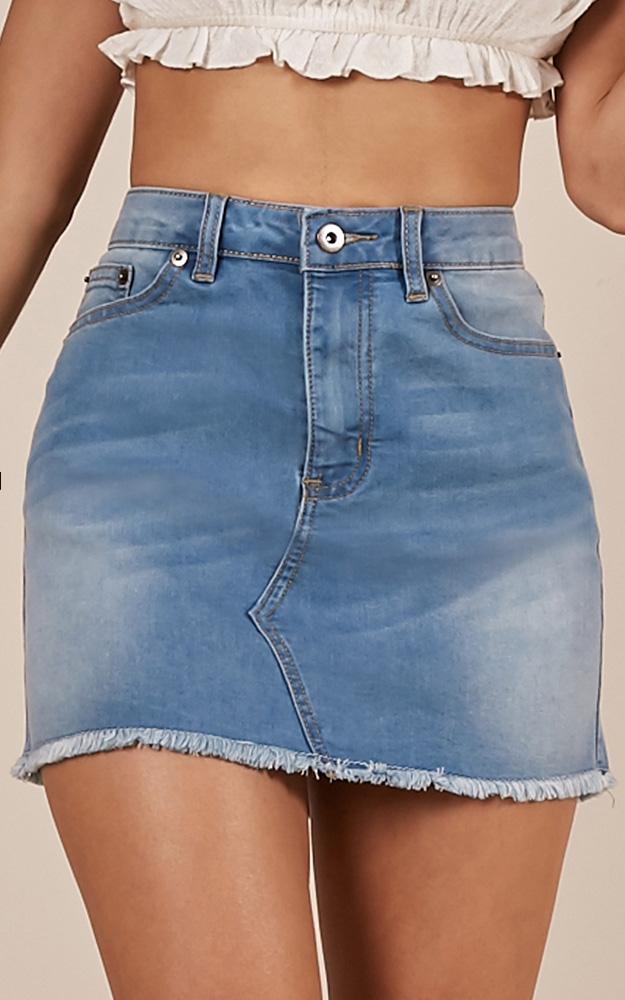 Youll Be Missed Denim Skirt In Mid Wash