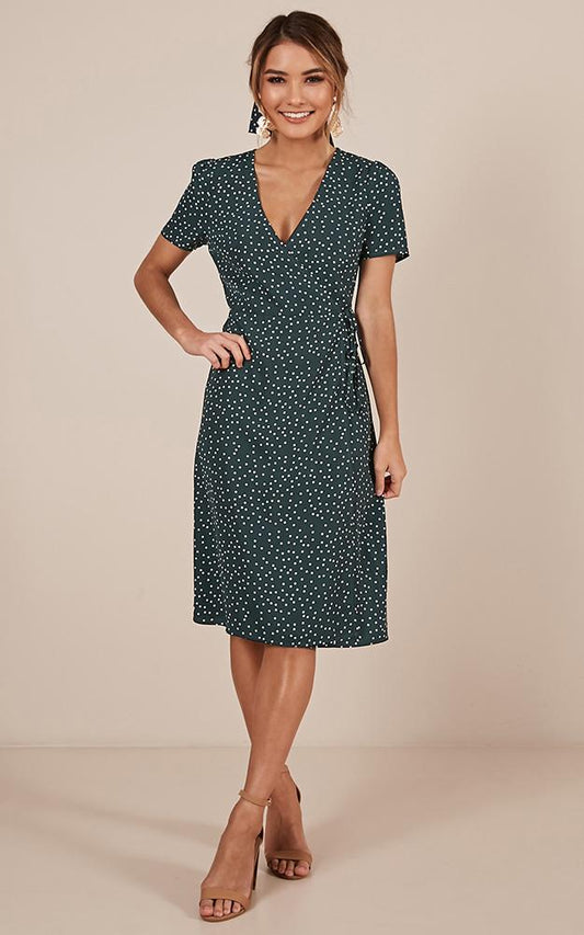 Great Insight Dress In Emerald Spot
