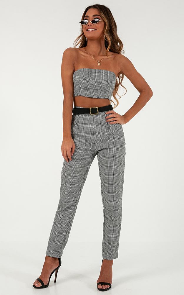 Bad And Boujee Two Piece Set In Black Houndstooth