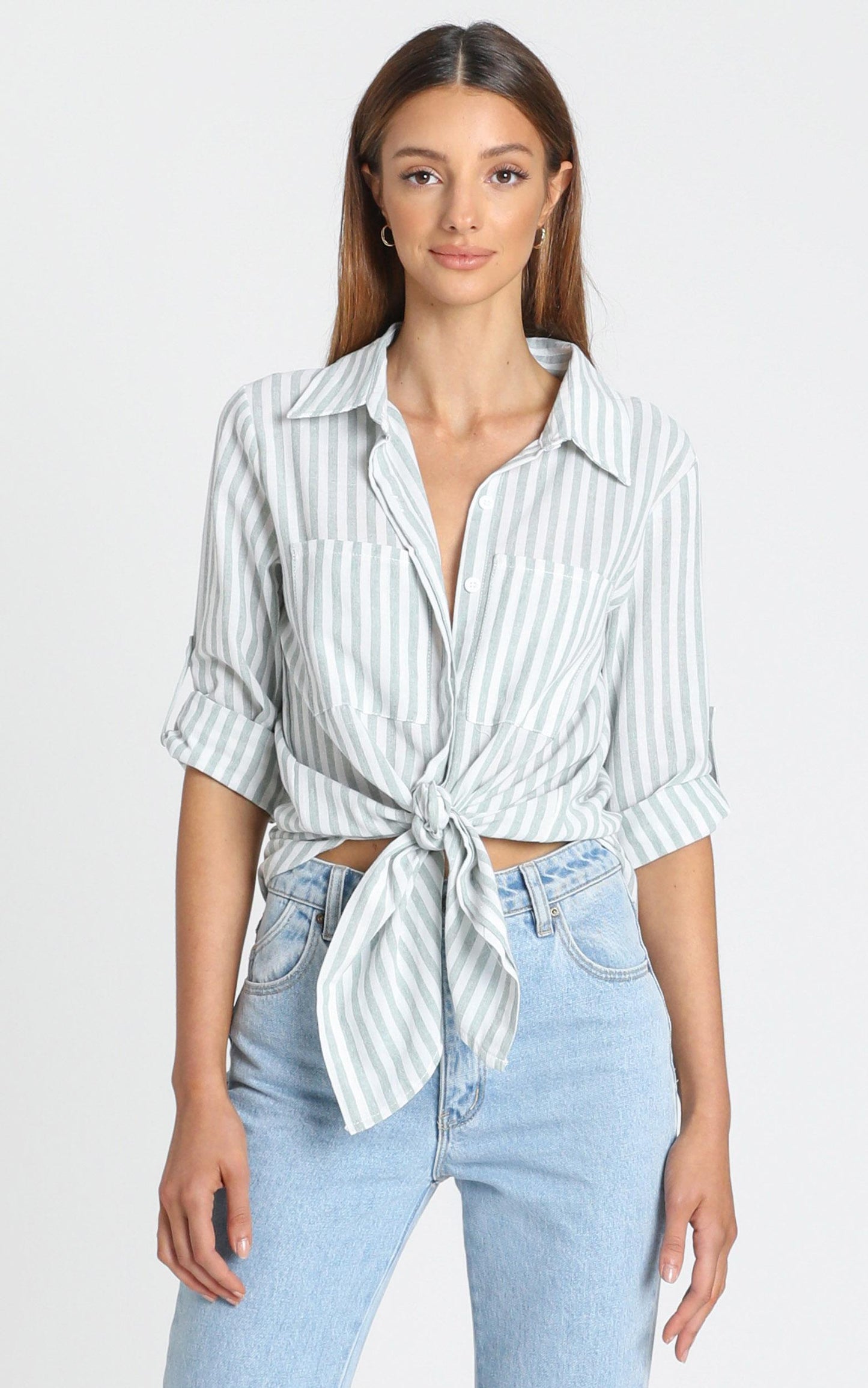 Paris Shirt in Sage Stripe