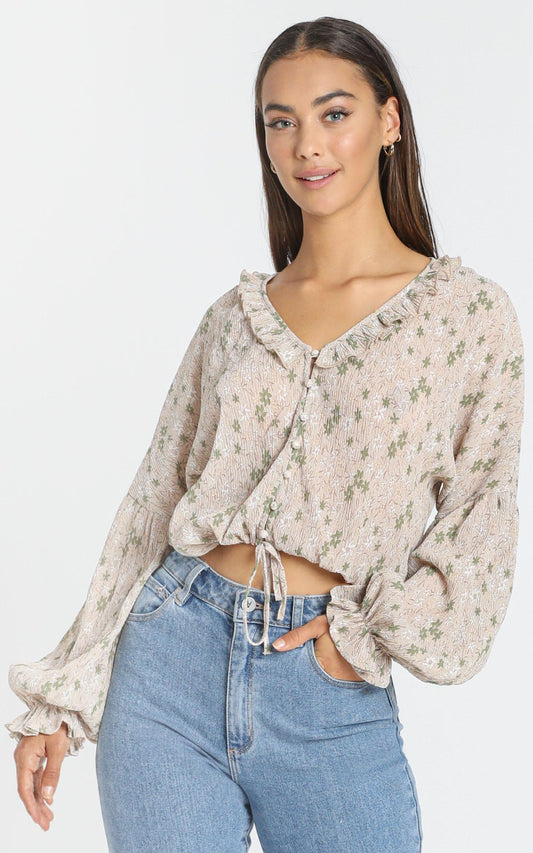 Serena Top in Beige Floral