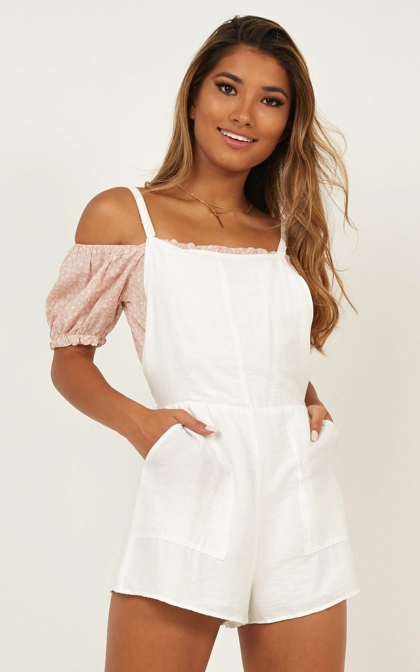 Bird Sounds Playsuit In White