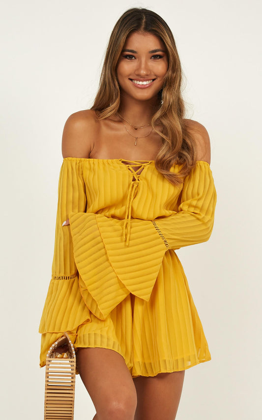 Cupids Arrow Playsuit In Mustard