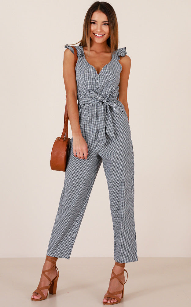 Palm Springs Jumpsuit In Black Gingham
