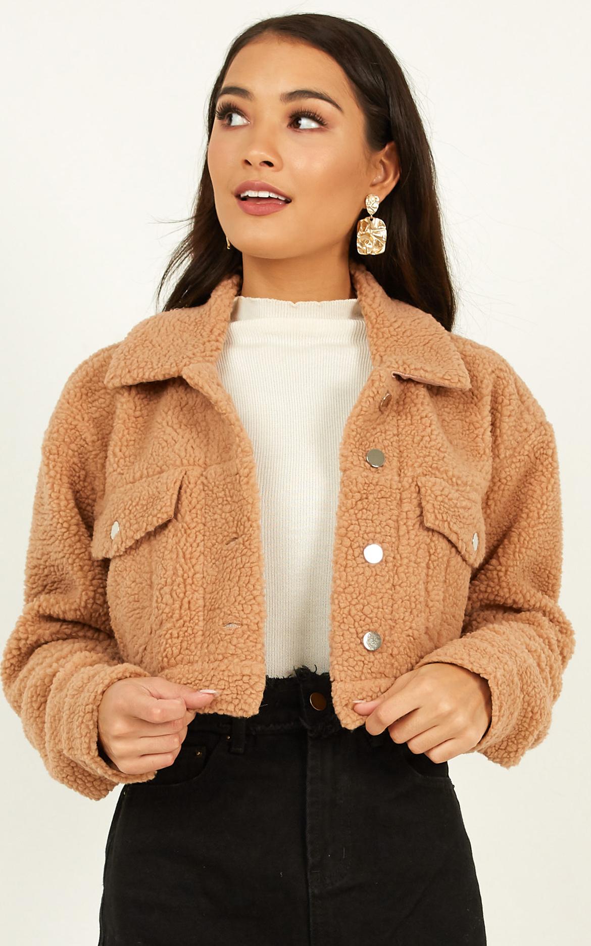 Team Spirit Teddy Jacket In Beige Teddy