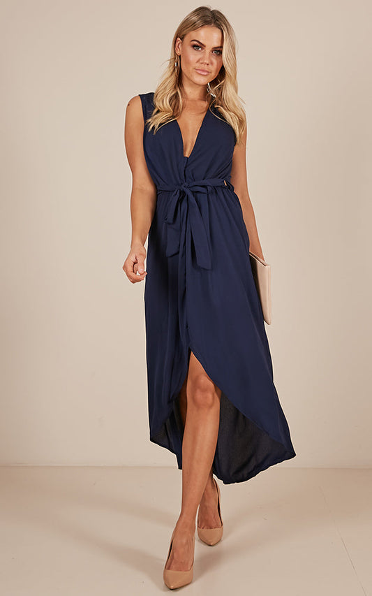 Morning To Night Dress In Navy