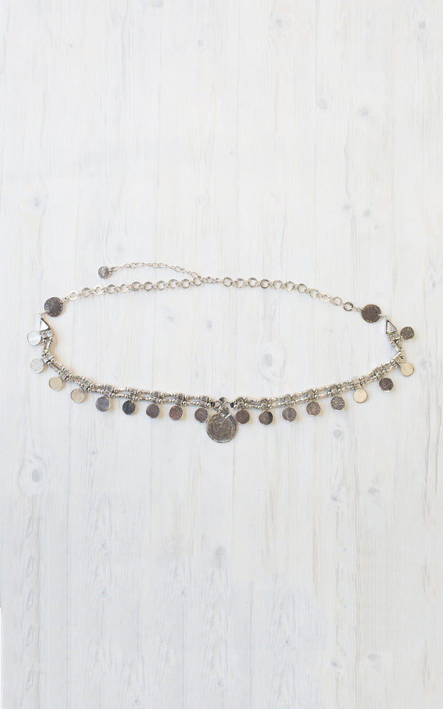 Flip A Coin Metal Belt In Silver