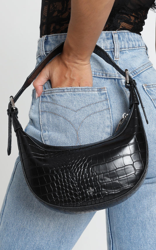 Peta and Jain - Kaley Shoulder Bag In Black Croc