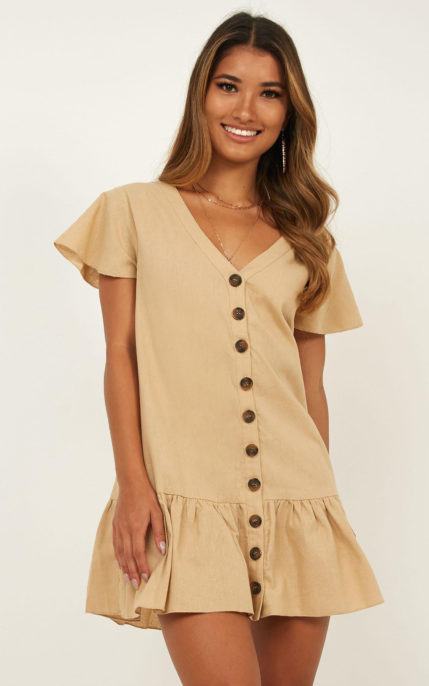 All Together Dress In Beige Linen Look