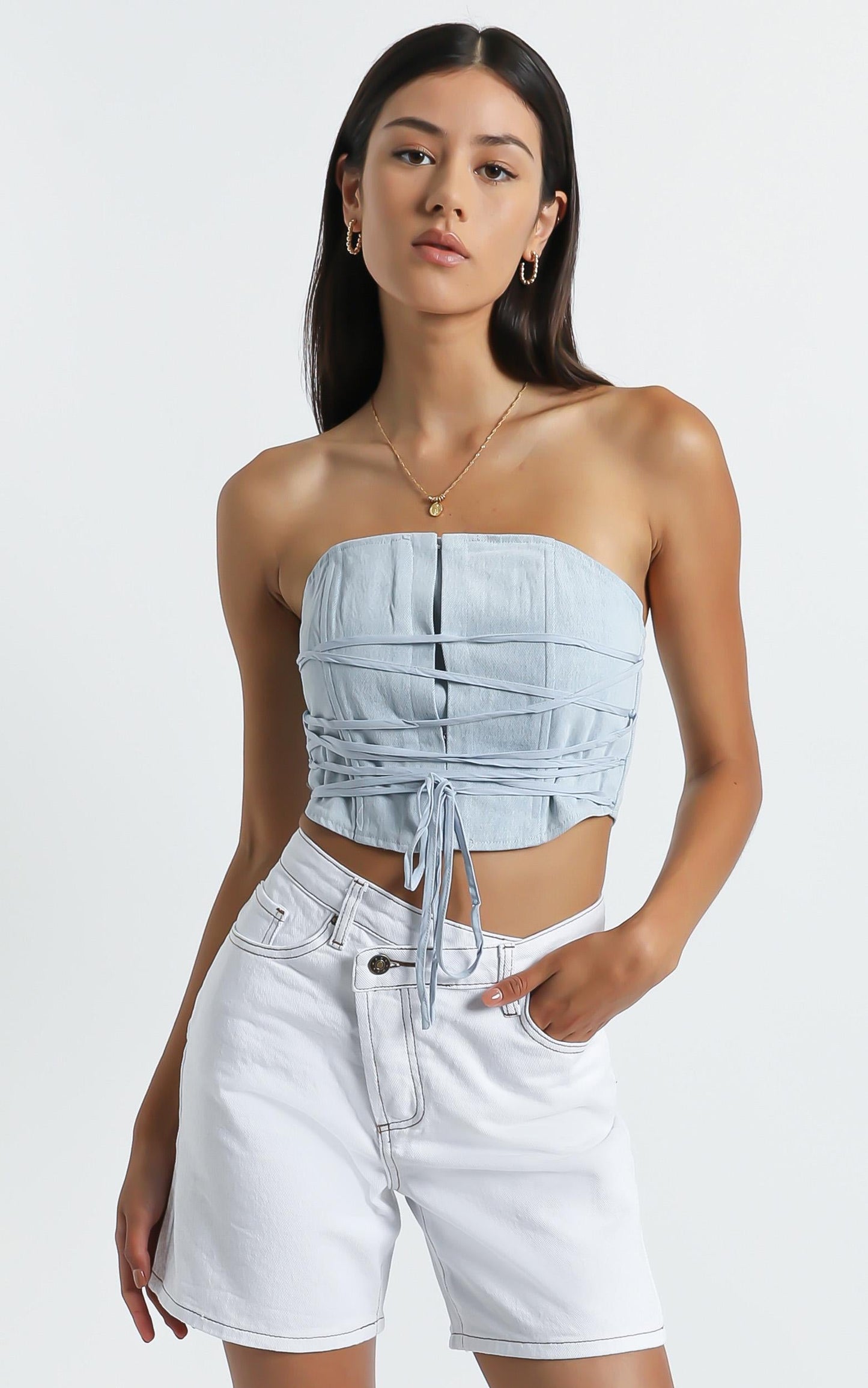 Lioness - Untie Me Top in Light Denim