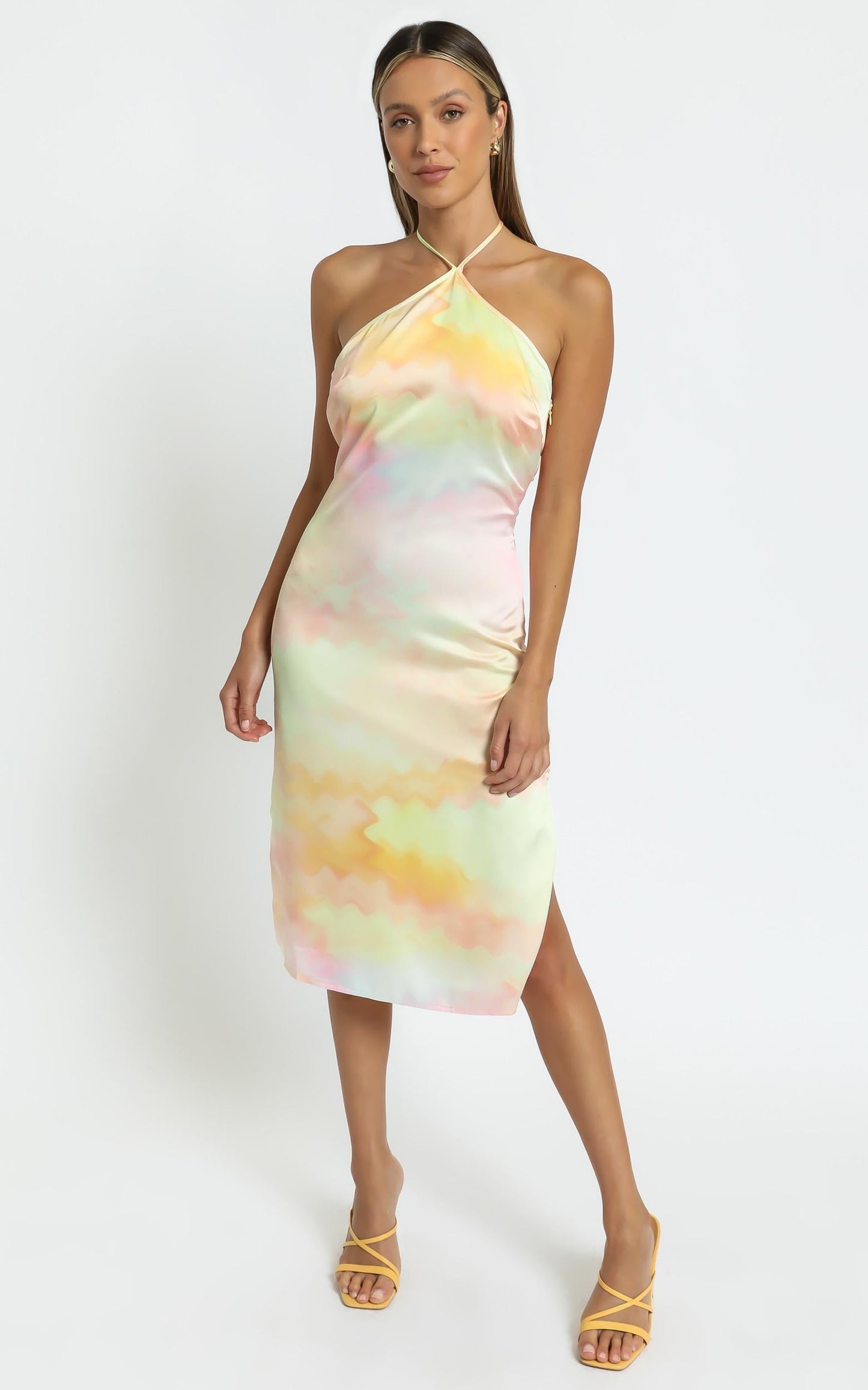 Danna Midi dress in Yellow Tie Dye