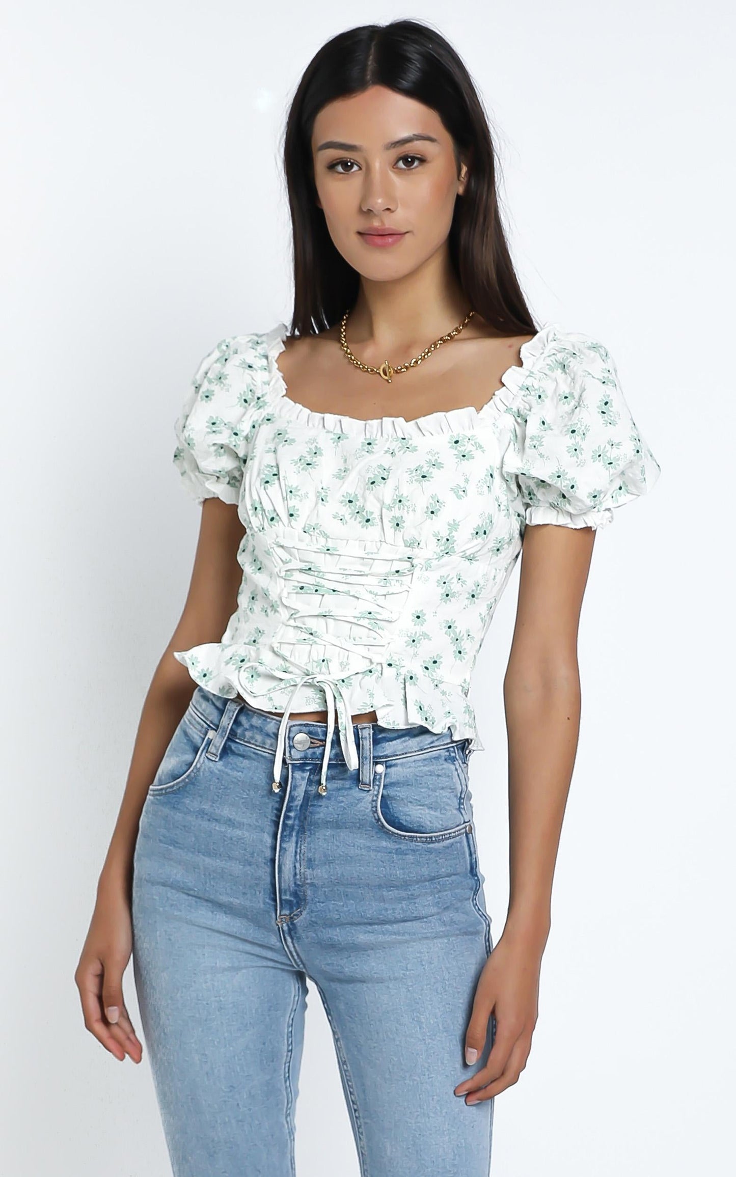 Domonique Top in Sage Floral
