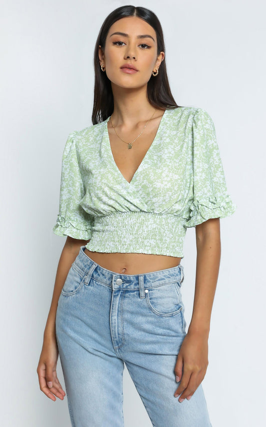 Parker Top in Green Floral