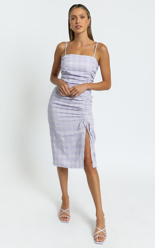 Elixir Dress in Purple Check