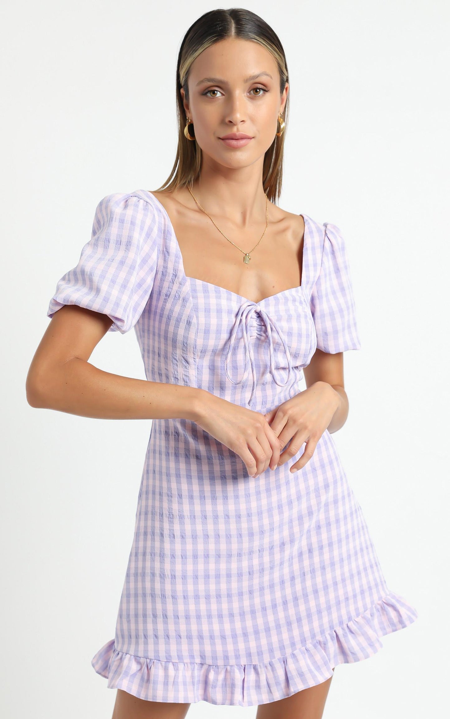 Fifi Dress in Purple Check