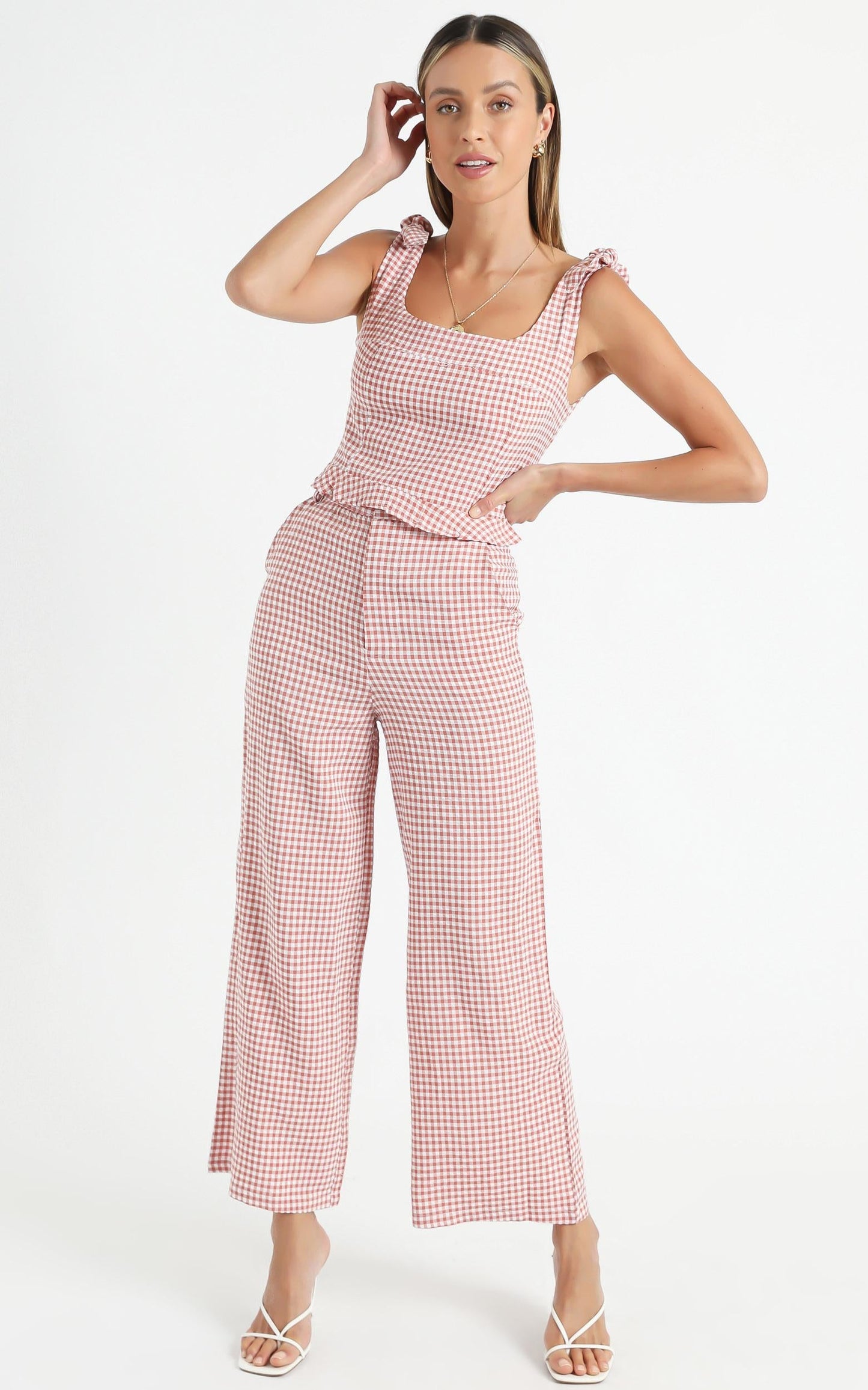 Harley Two Piece Set in Blush Check