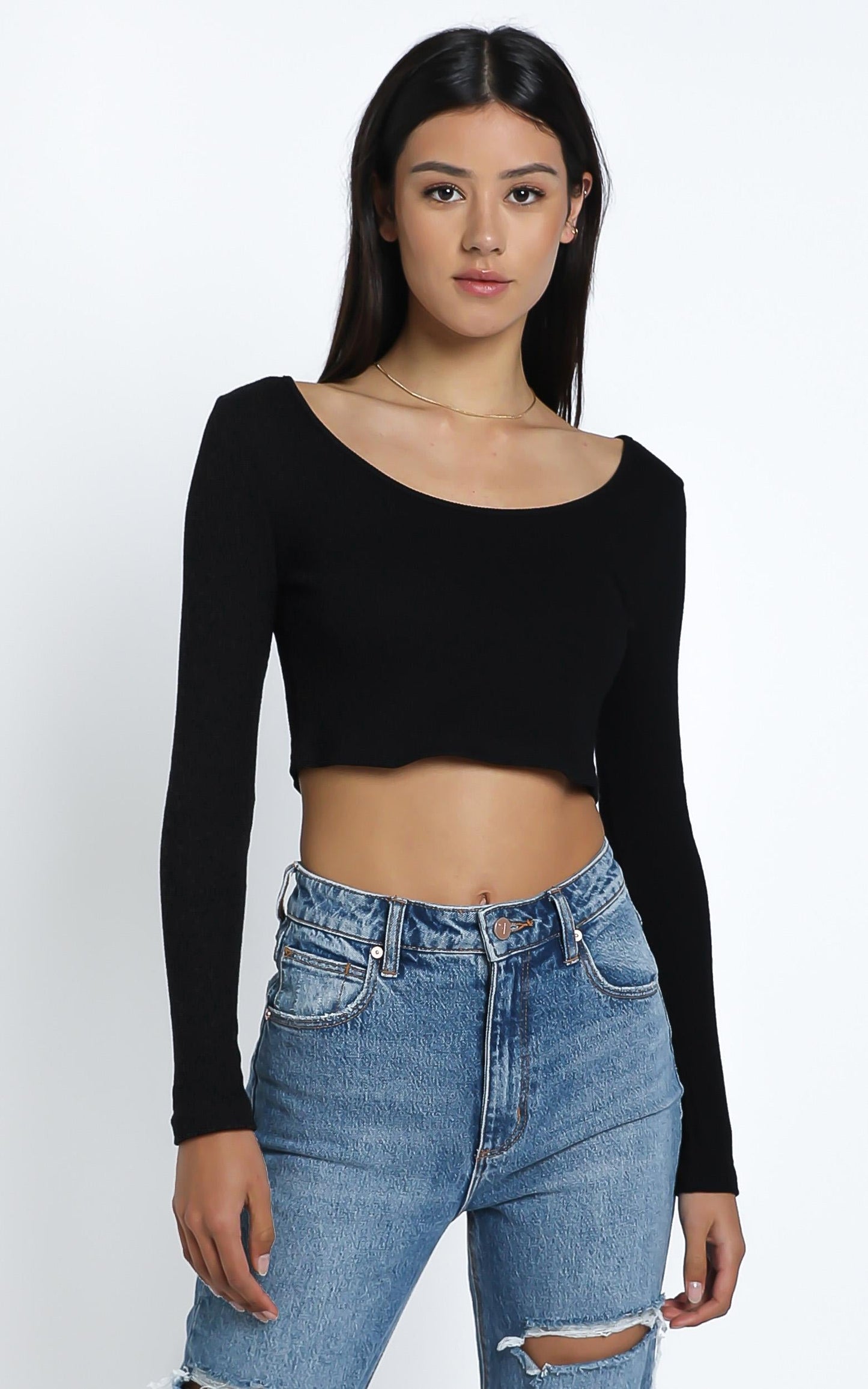 Karolina Top in Black Rib