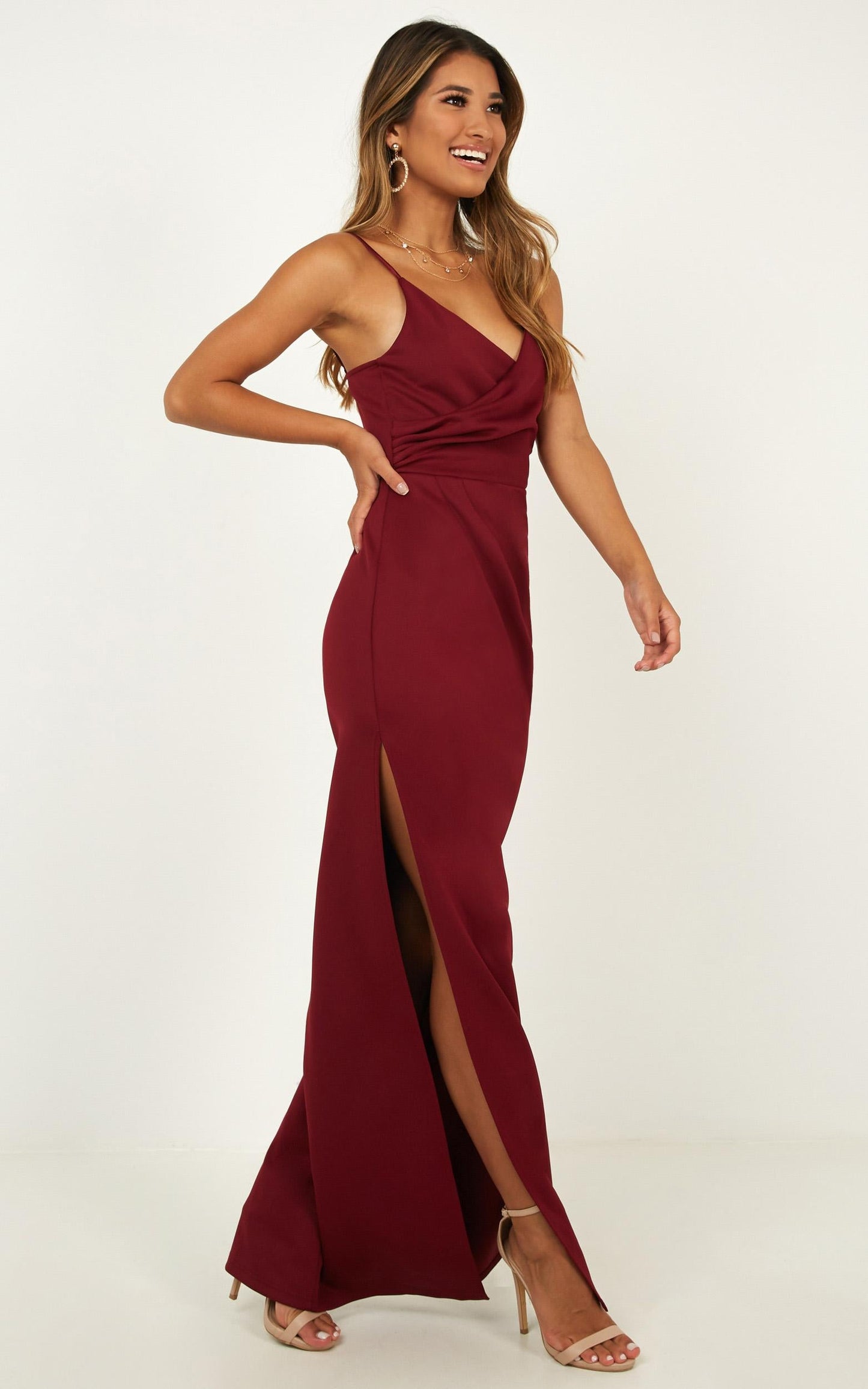 Linking Love Slip Maxi Dress in Wine