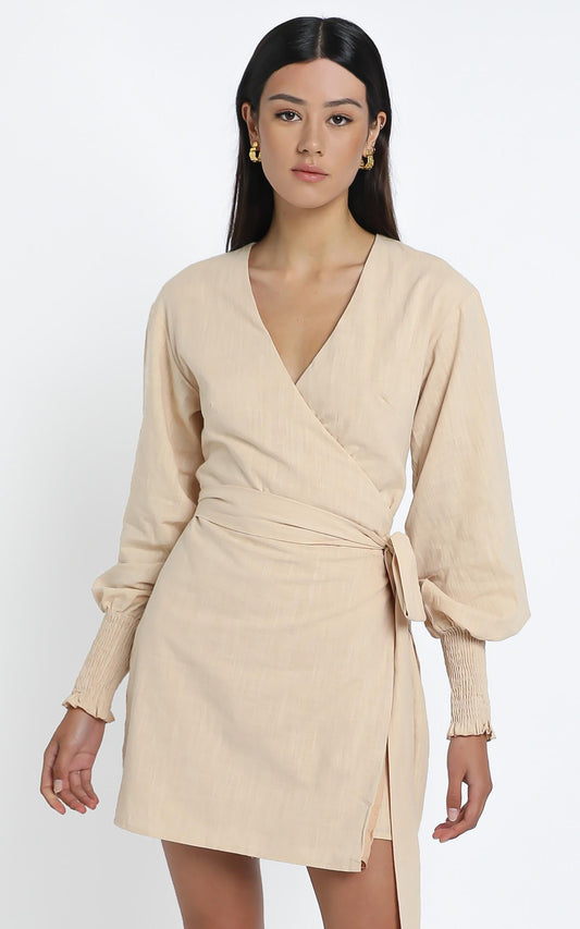 Lurice Dress in Beige Linen Look