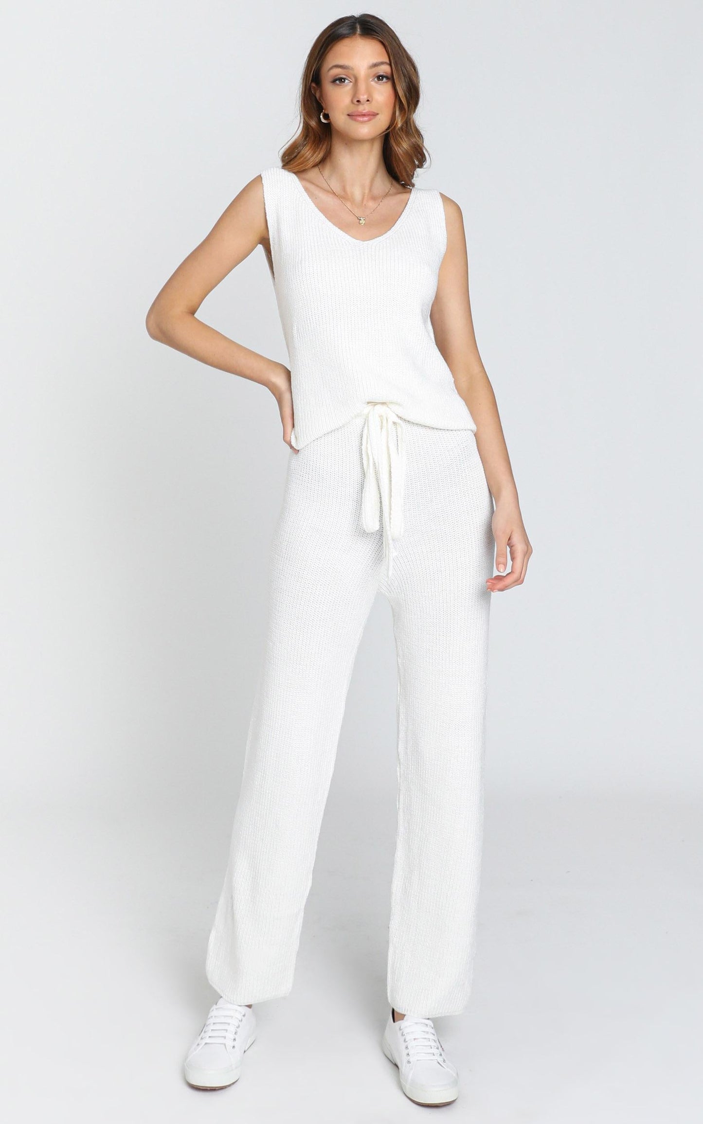 Luxe Lounge Knit Trouser in Cream