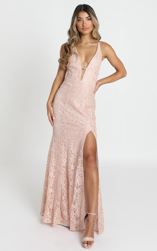 Madison maxi dress in blush sequin