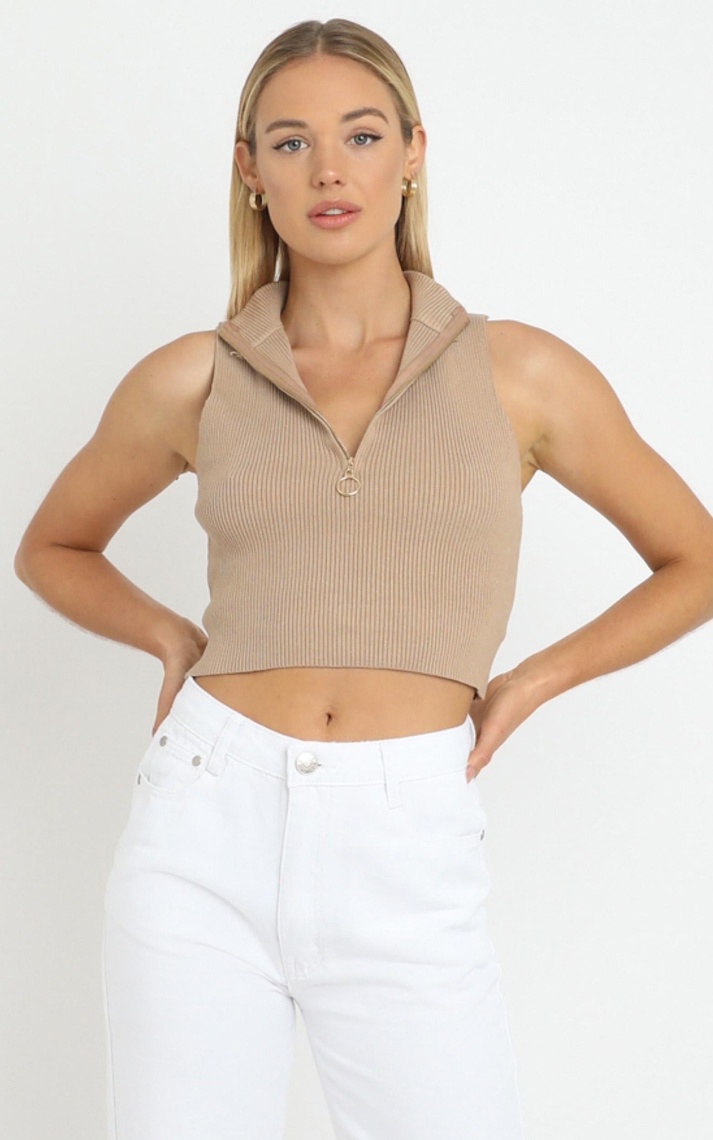 Cyril Knit Top in Tan