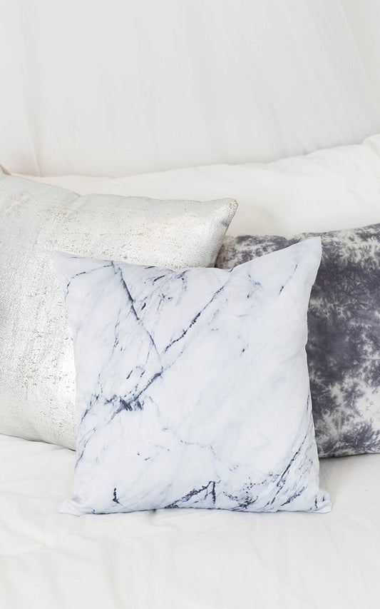 Moonlight Cushion Cover In Black And White Marble