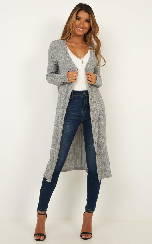 Meet A Stranger Cardigan In Grey Marle