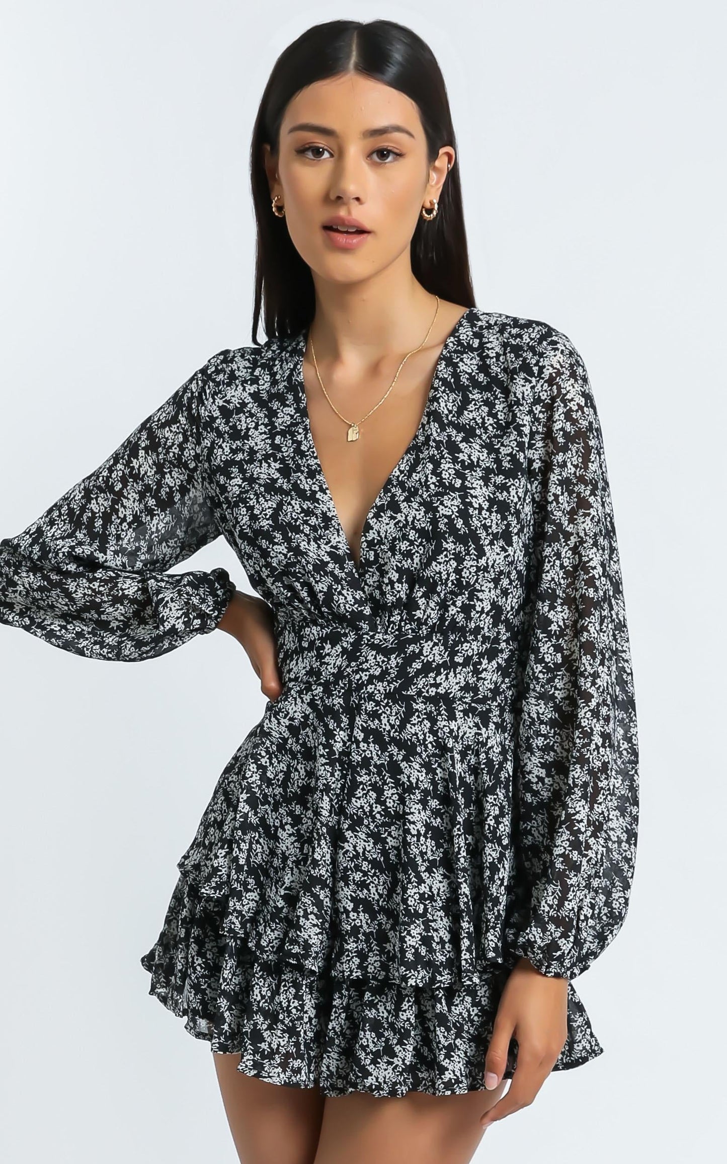 Monique Playsuit in black floral