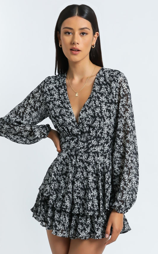 Monique Playsuit in black floral