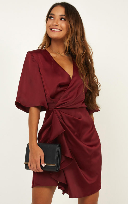 My Eyes Caress You Dress In Wine Satin