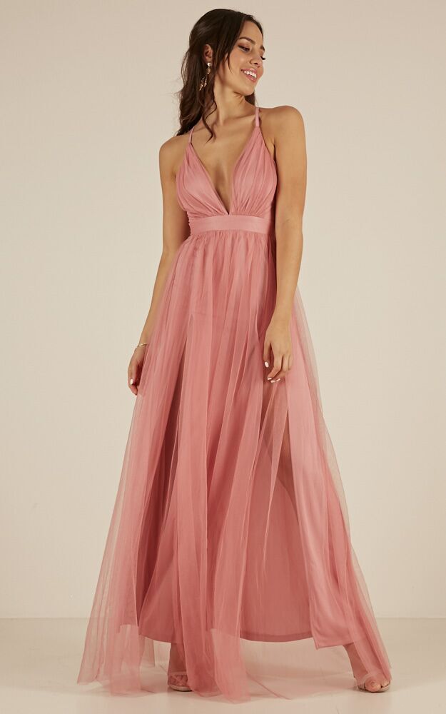 Celebrate Tonight Maxi Dress In Dusty Pink