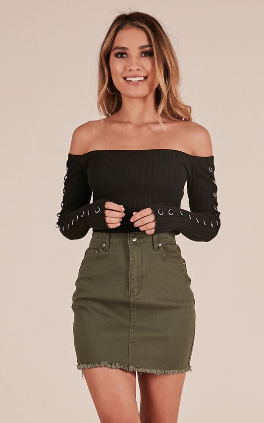 Outside Today Denim Skirt In Khaki