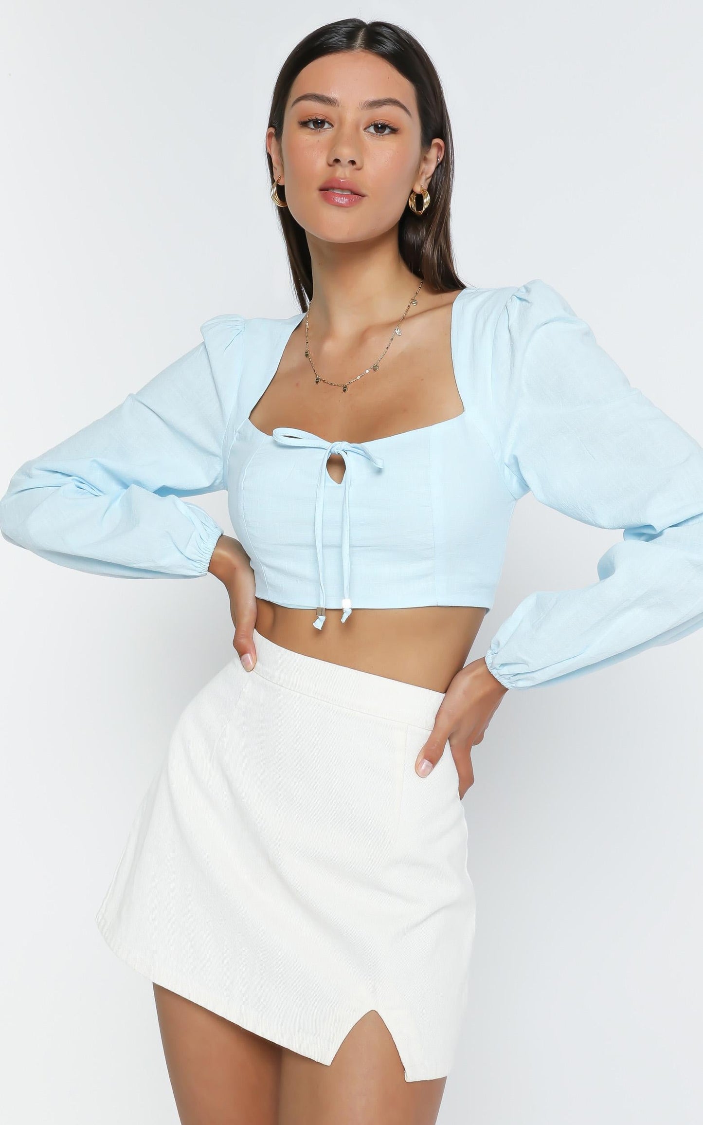 Claes Top in Blue Linen Look