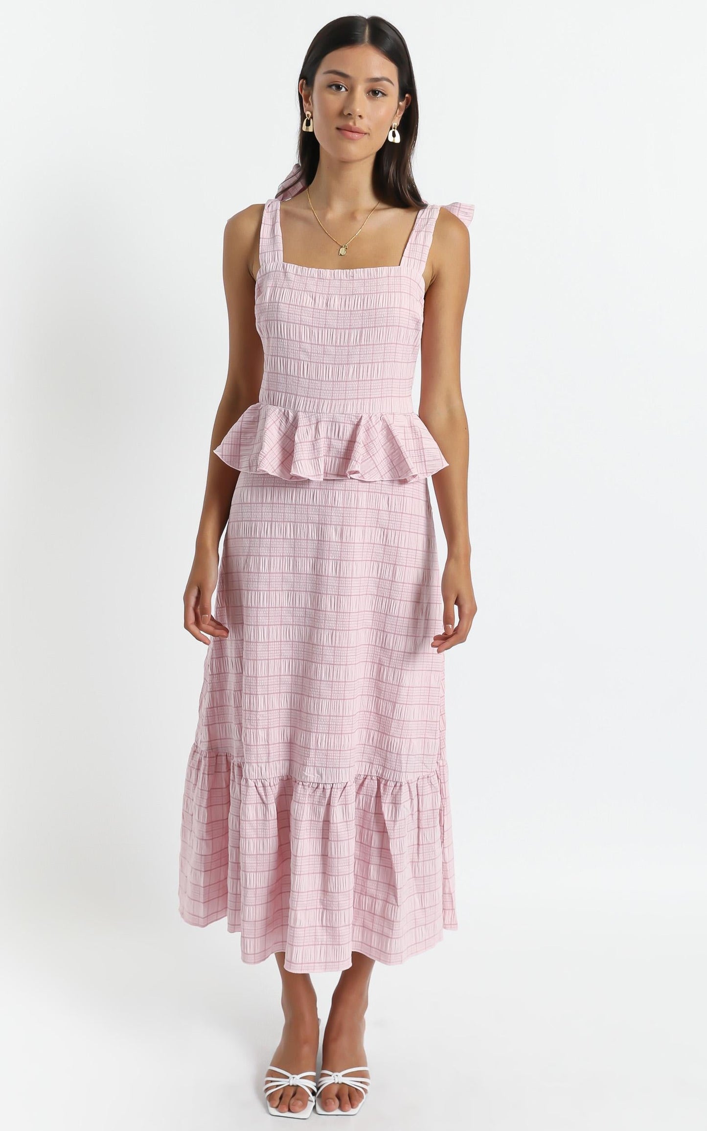 Alane Dress in Blush Check
