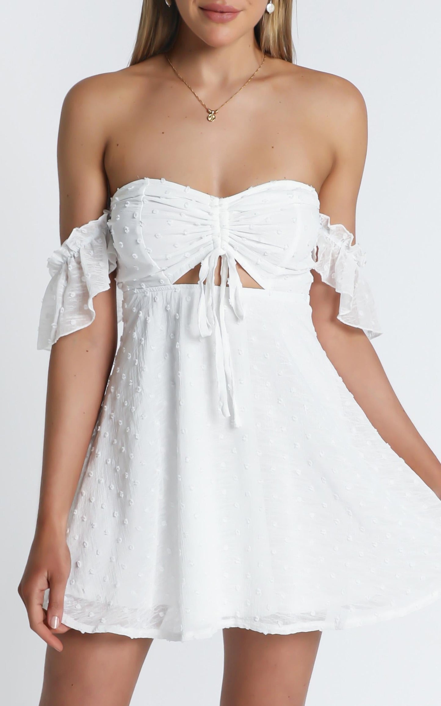 Take Flight Dress in White Dot