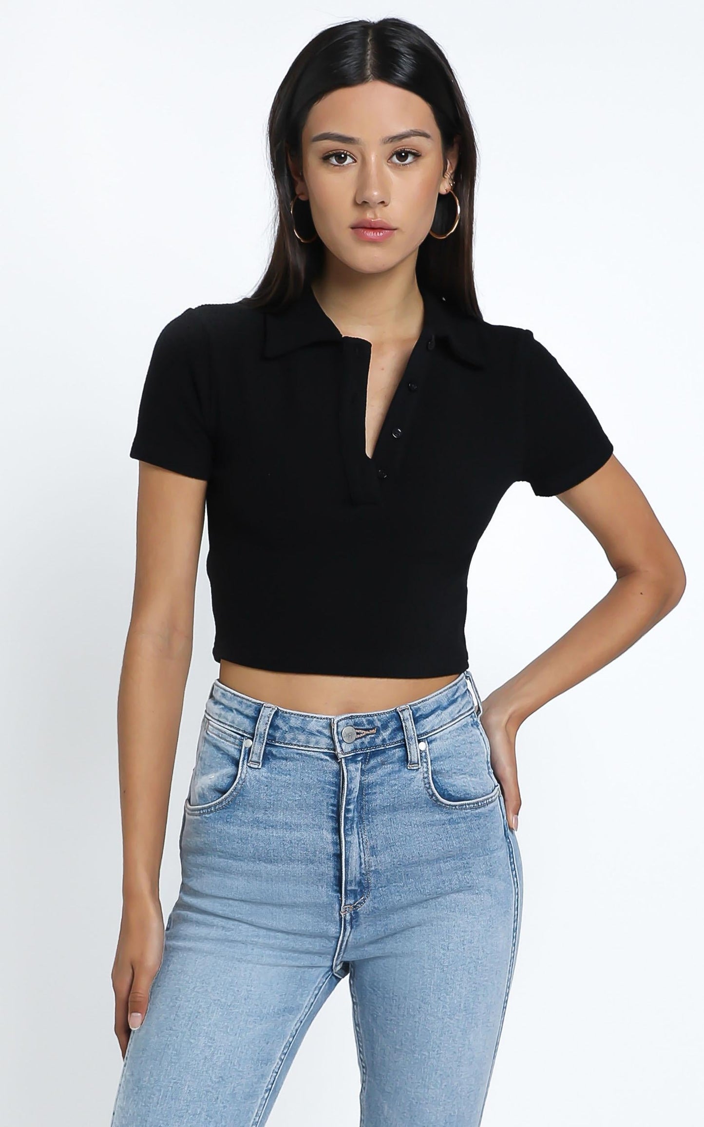 Tia Top in Black Rib