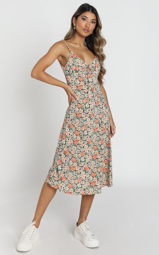 Toss The Dice Dress In Black Floral