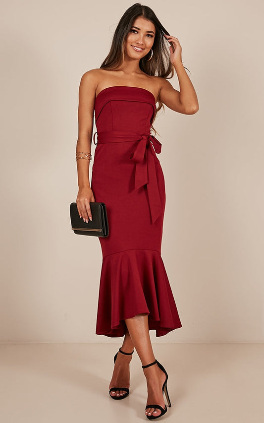 Tight Rope Dress In Wine