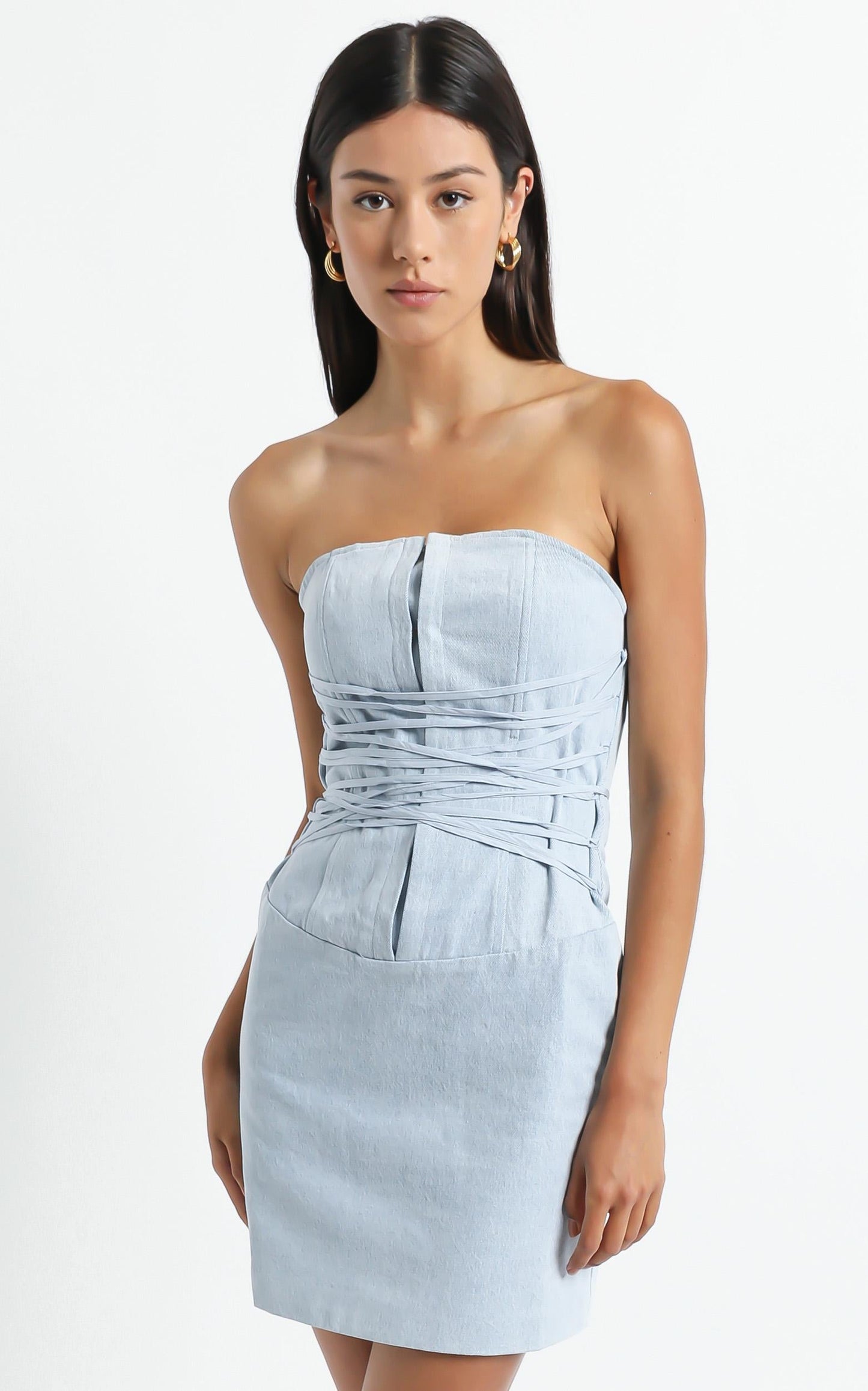 Lioness - Untie Me Mini Dress in Light Blue