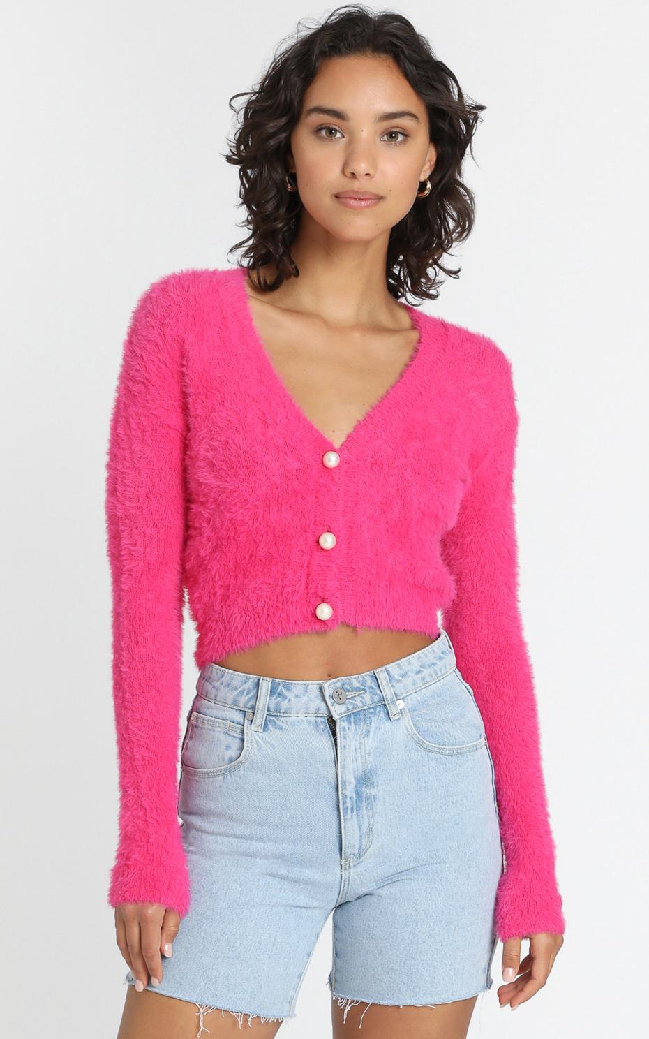 Vegas Baby Cardigan in Hot Pink