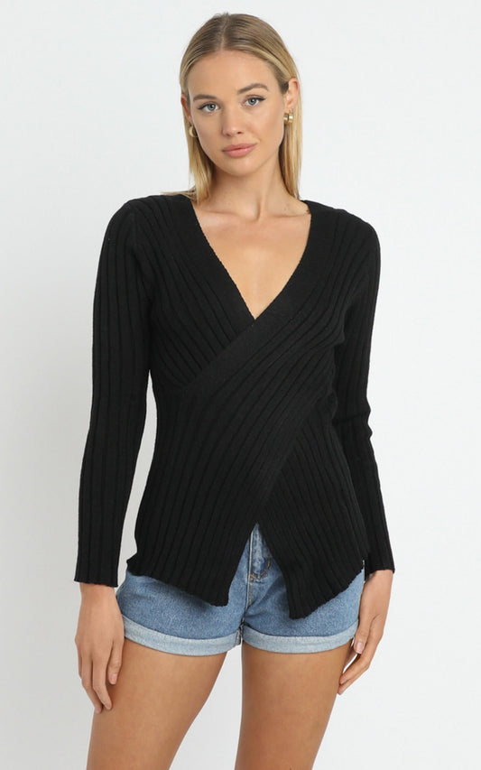 Alpha Knit Top in Black