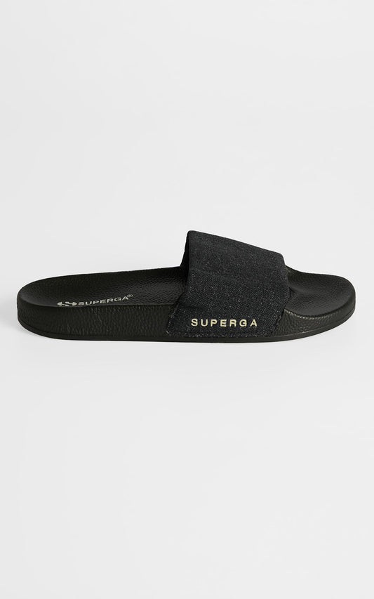 Superga - 1908 Linen Slides in Black