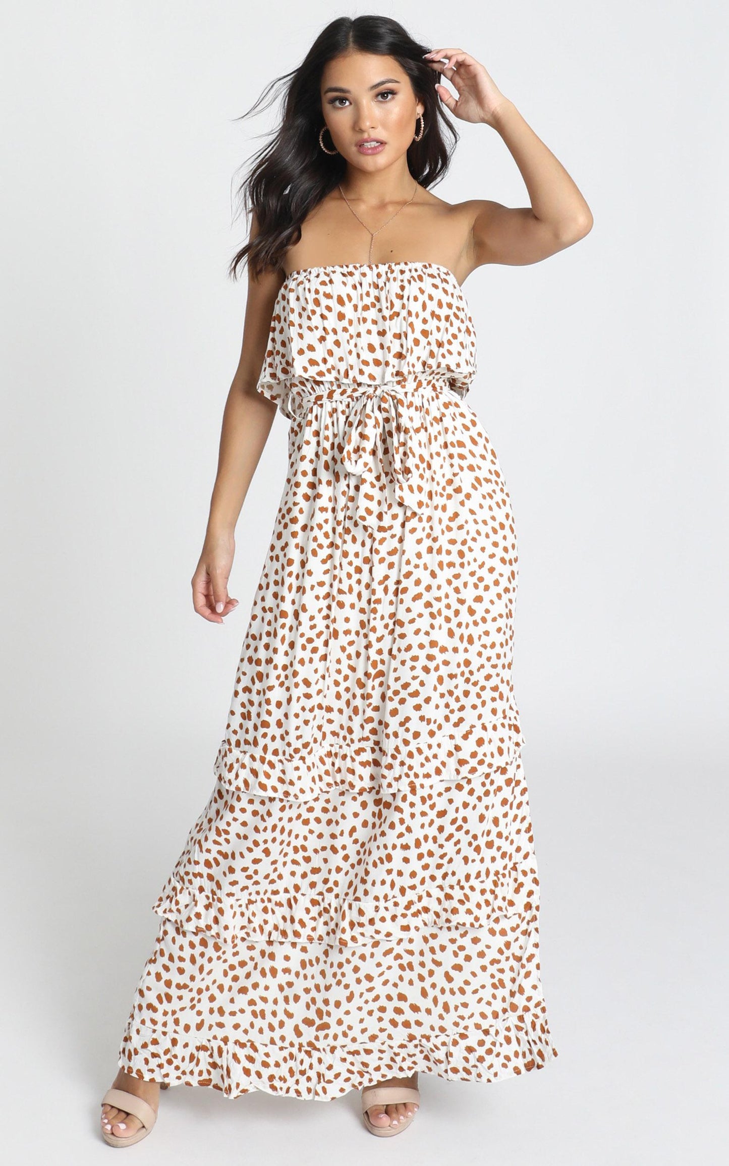 Candice Dress in Tan Spot