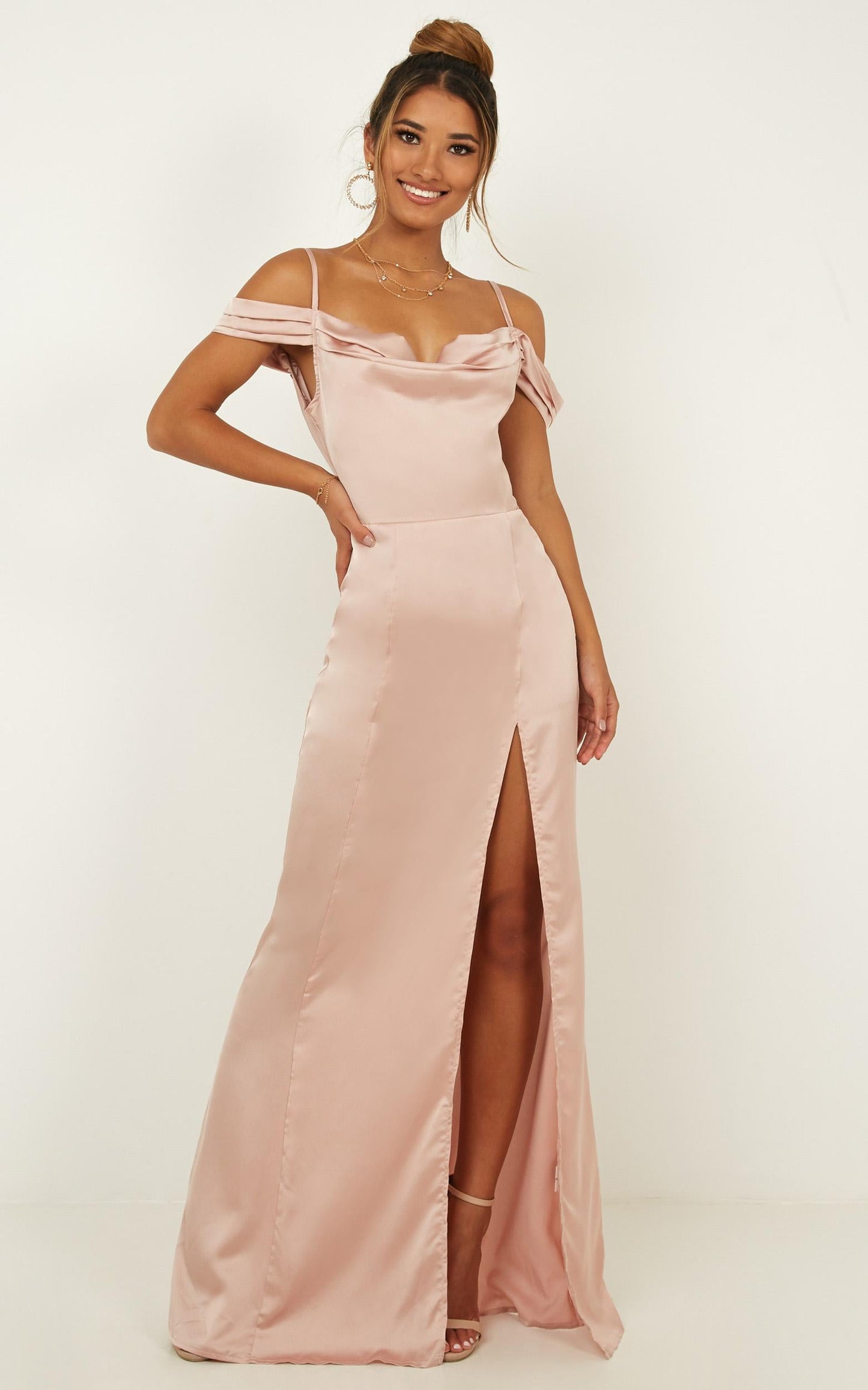 City Is Mine Dress in blush satin