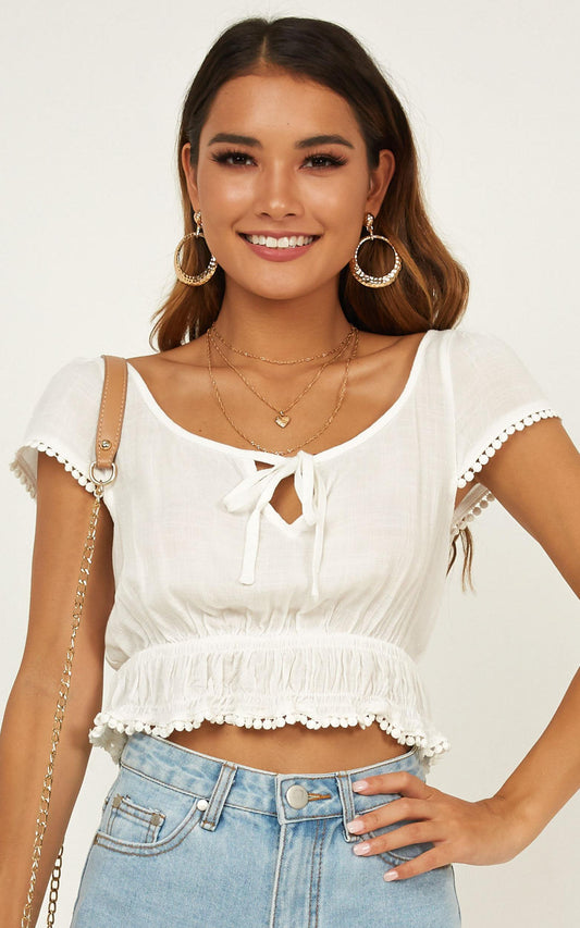 Count You In Top In White Linen Look