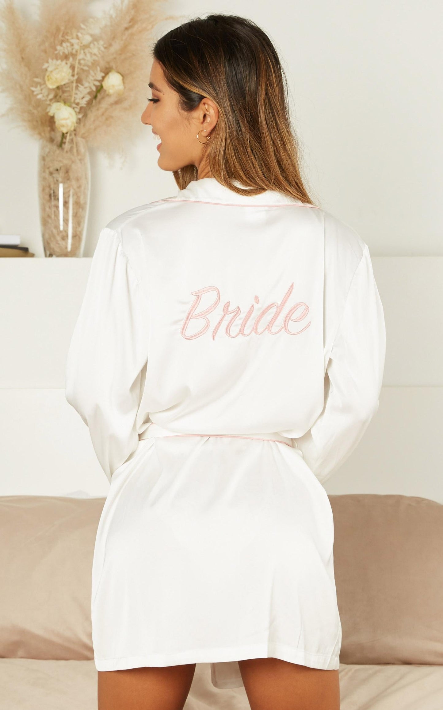 Ellena Bride Robe In White Satin