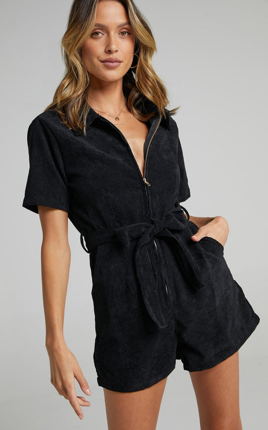 Embala Playsuit in Black Cord